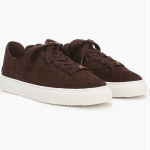 SAM EDELMAN Poppy Woven Dark Brown Suede Leather Sneakers 9 NEW